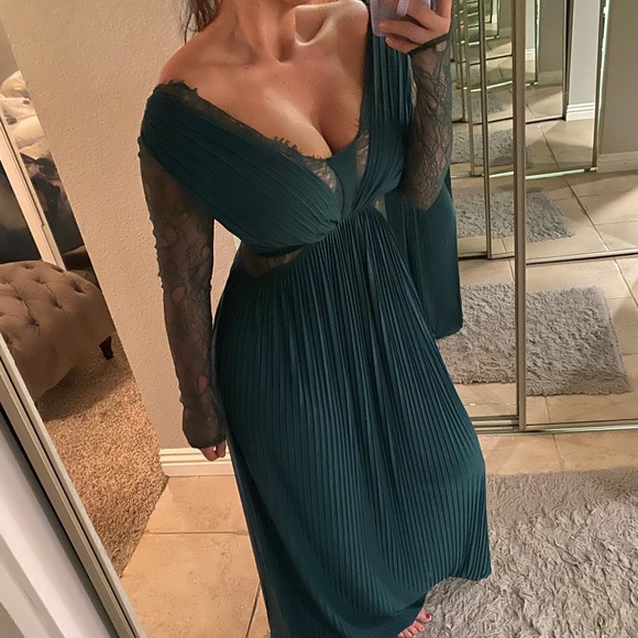 ASOS Dresses & Skirts - ASOS DESIGN lace and pleat long sleeve maxi dress